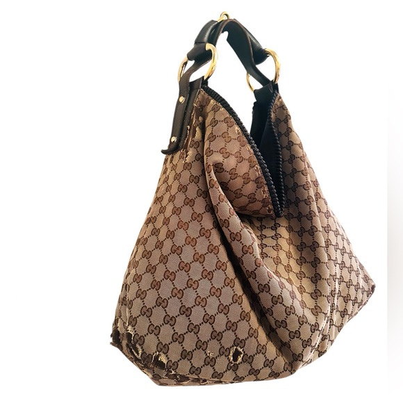 GUCCI VINTAGE LARGE HORSE BIT HOBO BAG - Picture 5 of 14